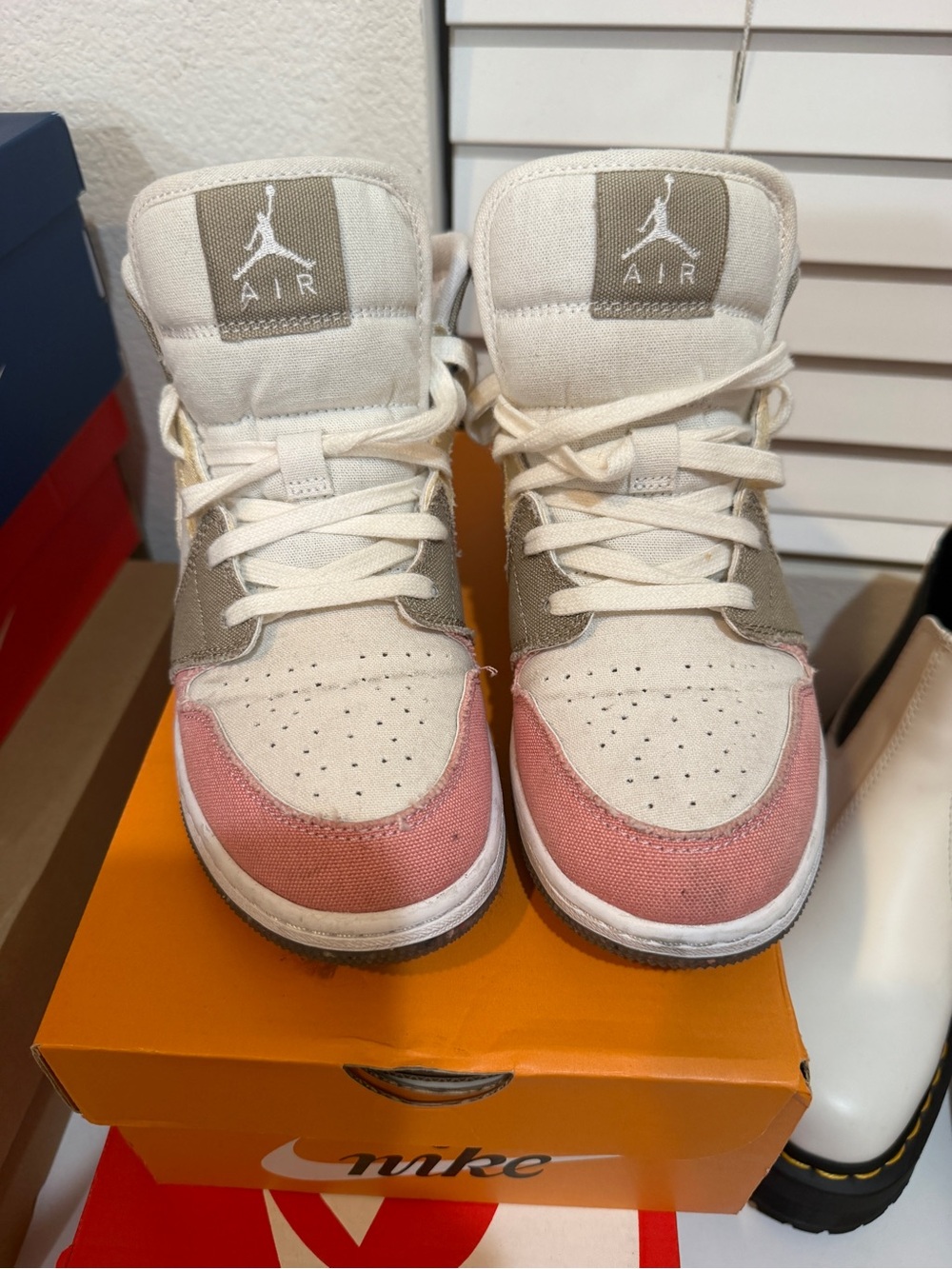 Jordan Sneakers in Cream, Tan & Pink